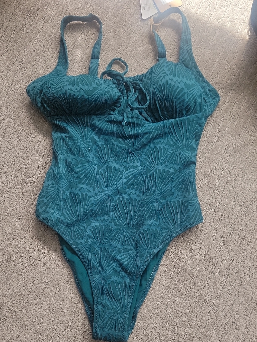 Jacquard Emerald Green One Piece, Never Worn. Bought For Trip That Nvr Happened - Picture 2 of 4